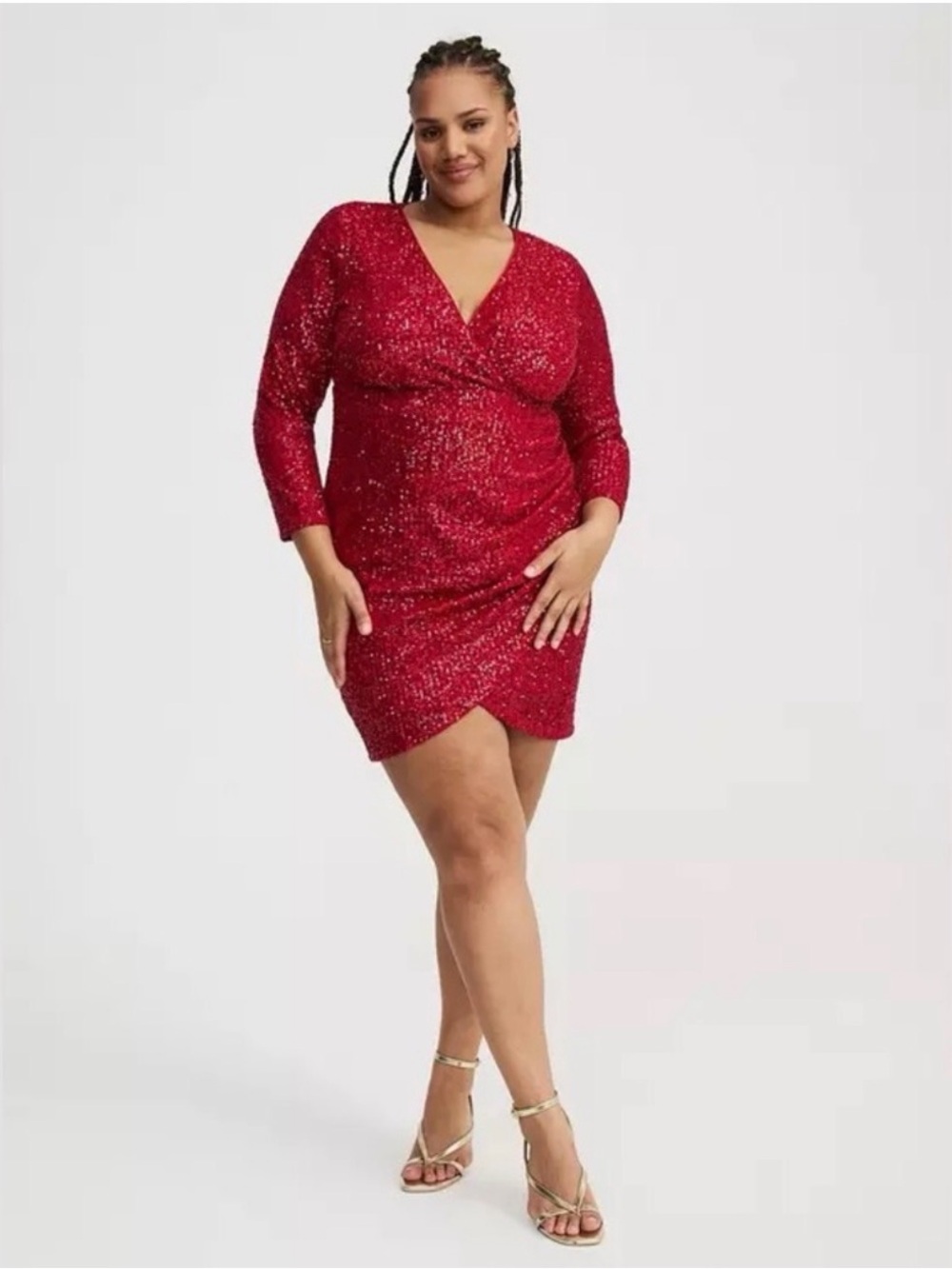 torrid Red Sequin V-Neck Wrap Mini Dress